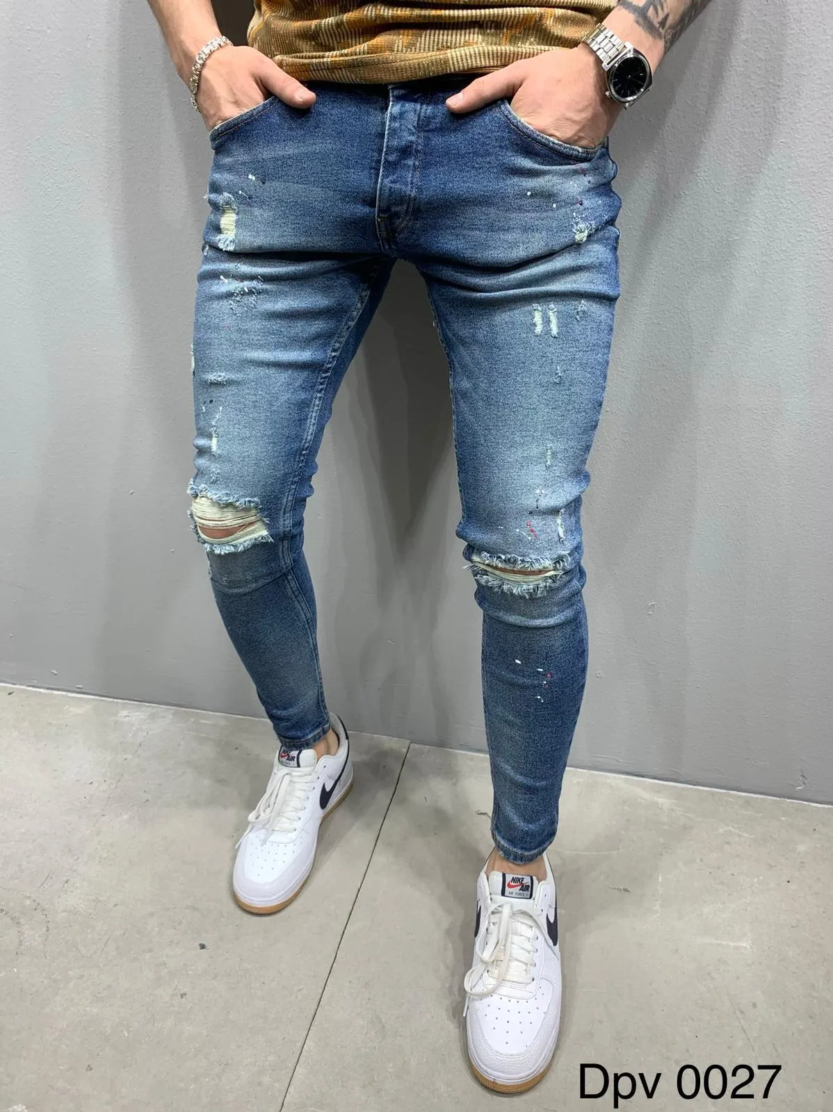 Sneakerjeans Blue Ripped Skinny Jeans AY832