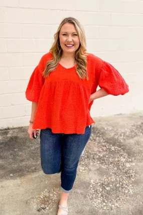 Steal Your Love Babydoll Top, Blood Orange