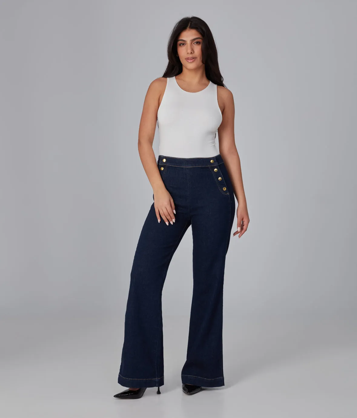 STEVIE-DRB2 High Rise Flare Jeans