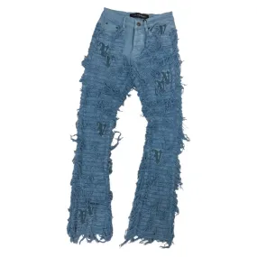 Valabasas Stacked Sky Blue Jeans with V-Ironic Embellishments