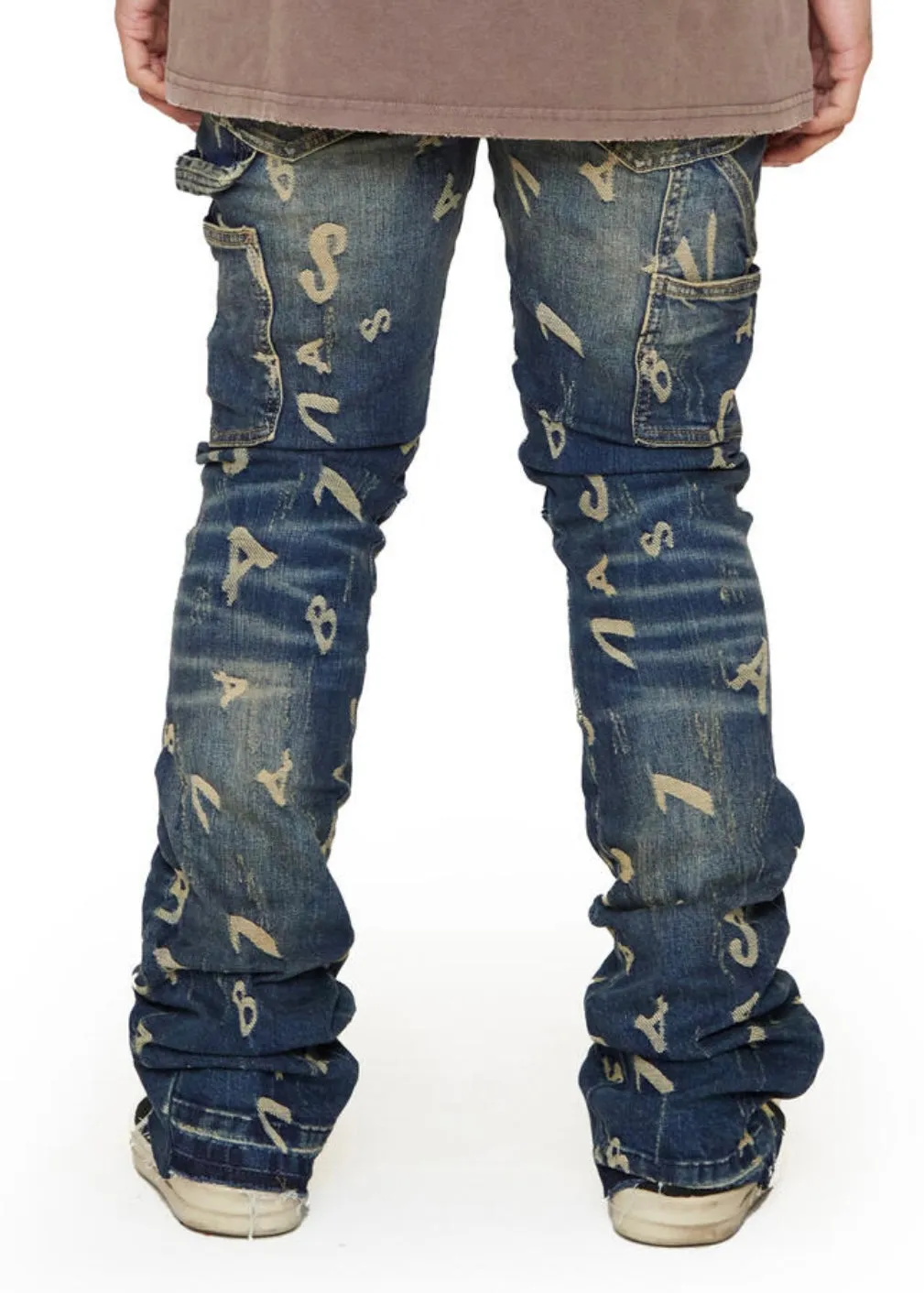 Valabasas “V Scrabble” Dark Vintage Stacked Jeans