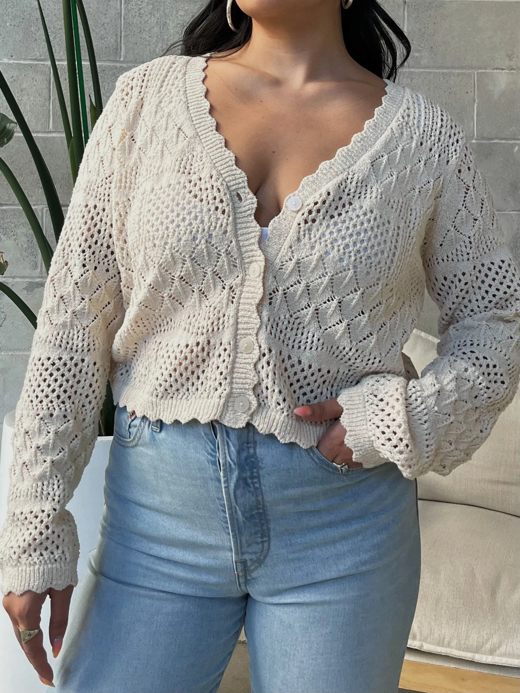 VERO MODA Amalfi V-Neck Crochet Cardigan