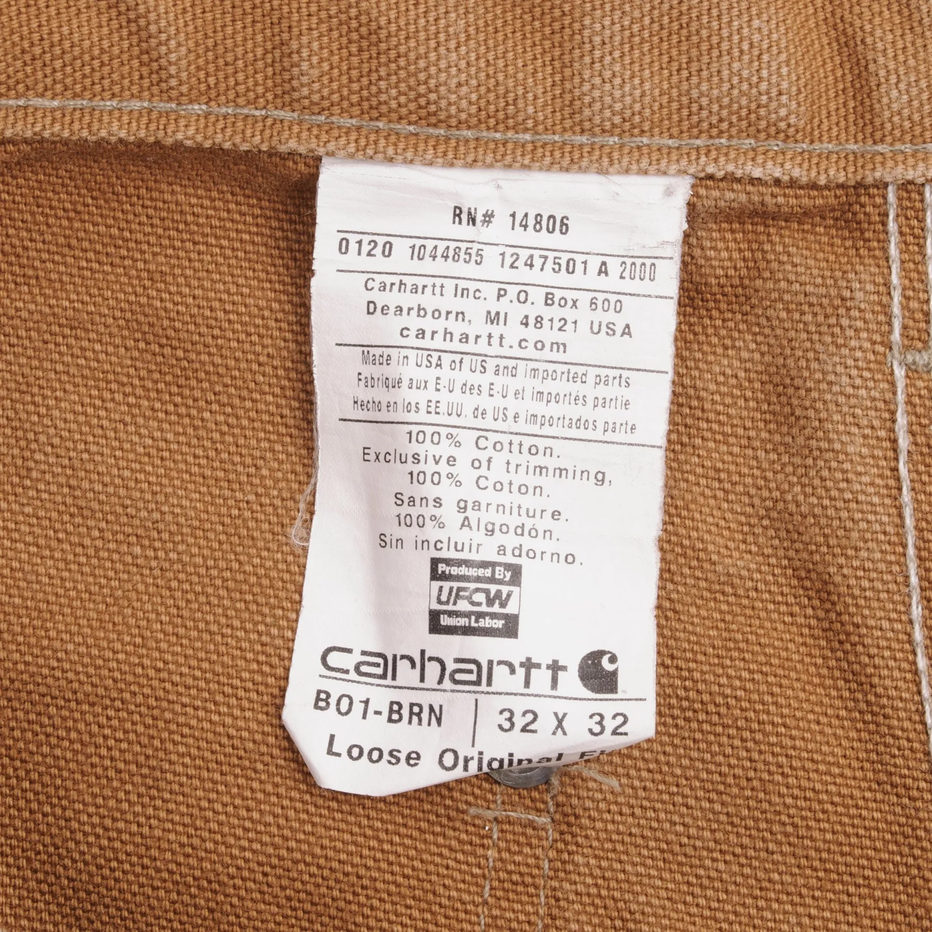 VINTAGE CARHARTT CARPENTER DOUBLE KNEE SANDSTONE PANTS 1990S SIZE 30X31 MADE USA