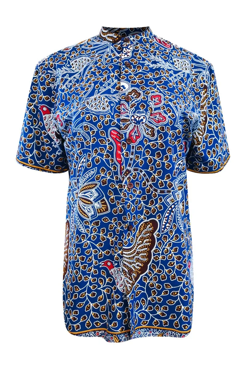 Wale Unisex Shirt - Blue/Red Leaf Trail Print