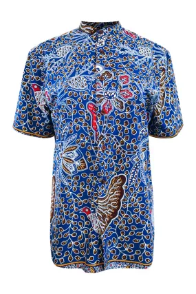 Wale Unisex Shirt - Blue/Red Leaf Trail Print