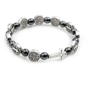 WWJD St. Benedict Medal Cross Prayer Bracelet