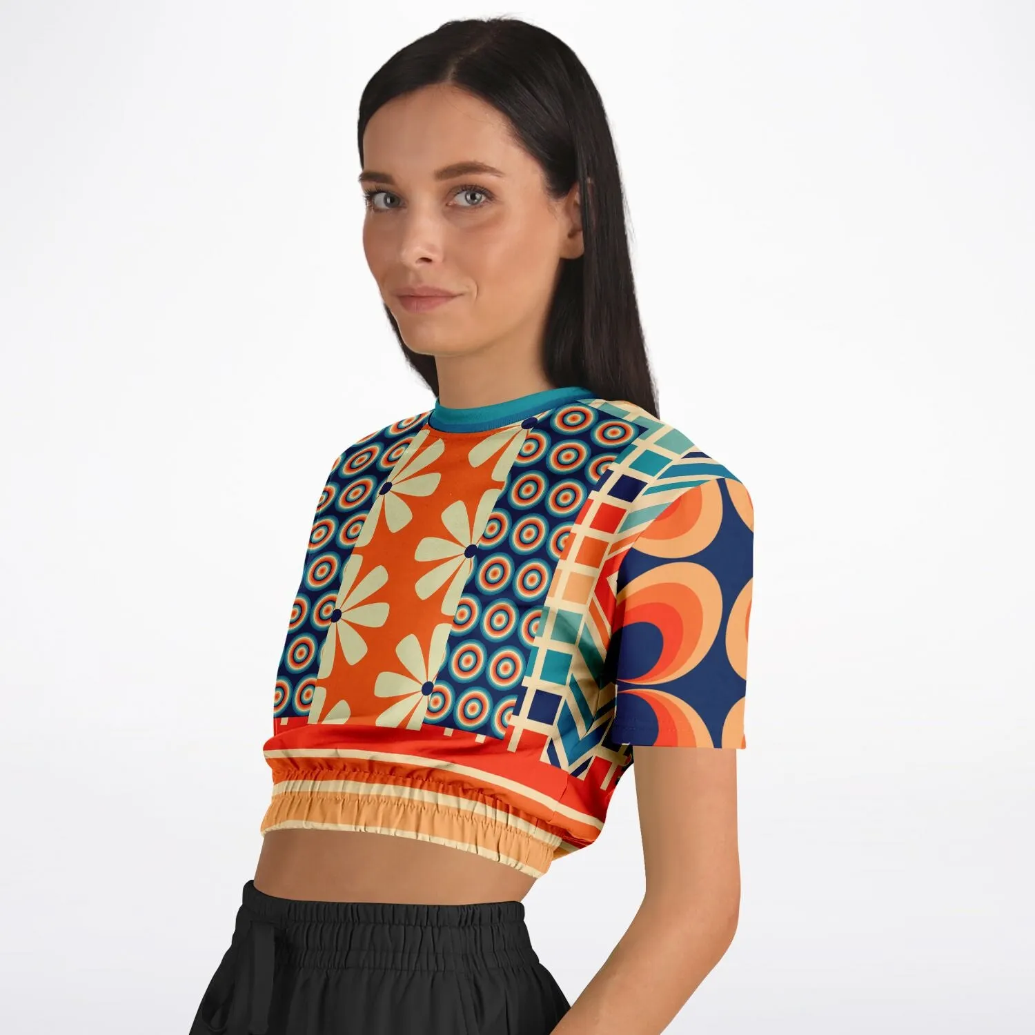 Ziggy Out Retro Short Sleeve Cropped Eco-Poly Sweater